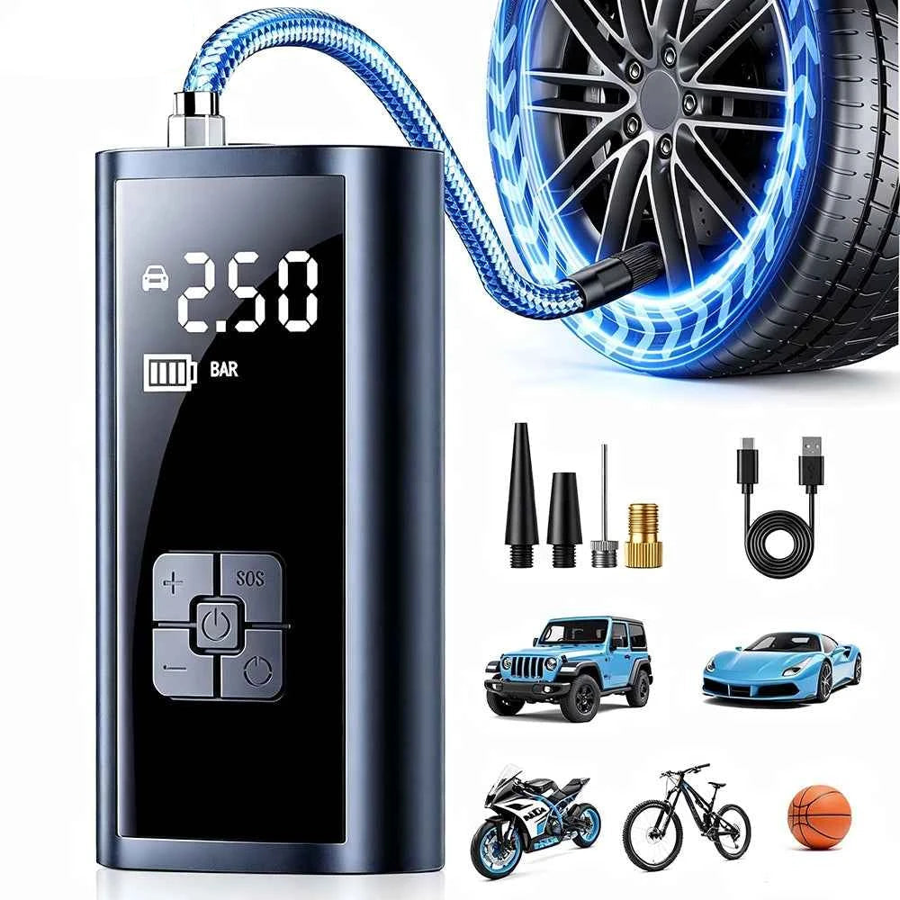 EAFC Wireless Car Air Pump 150PSI Car Air Compressor LED Lighting Tire Inflation Pump for Motorcycle Bicycle Car Tire Balls