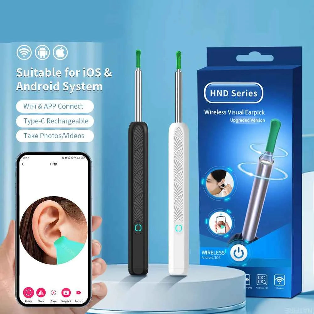 Wireless Ear Wax Cleaner with Camera Safe Earwax Removal Endoscope with Camera Luminous Otoscope Ear Cleaning Tools Ear Care