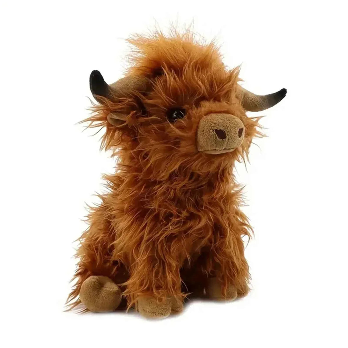 30cm Simulation Kyloe Cream Highland Cow Animal Plush Doll Soft Stuffed Highland Cow Cattlle Plushie Gift for Kids Boys Girls