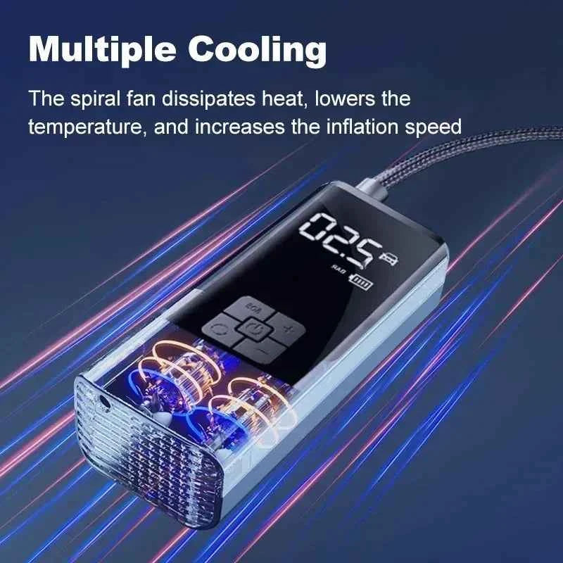 EAFC Wireless Car Air Pump 150PSI Car Air Compressor LED Lighting Tire Inflation Pump for Motorcycle Bicycle Car Tire Balls