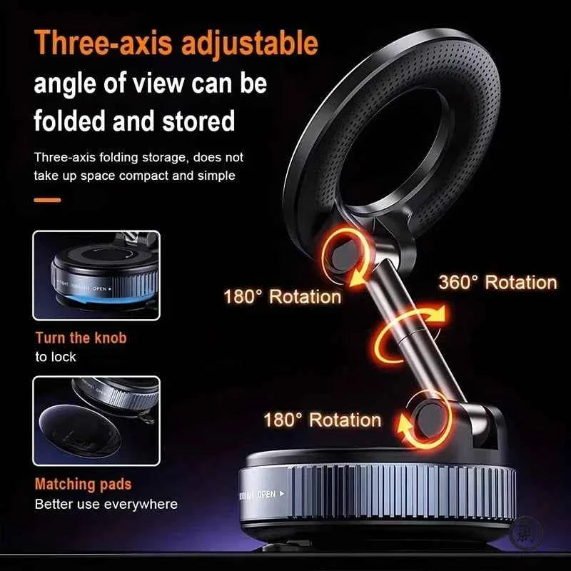 Vacuum Magnet Car Bracket Upgraded Version Multi-angles Adjustment Strong Magnetic Suck Foldable Car Navigation Phone Holder