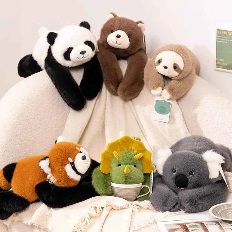 30-65cmKawaii High Quality Forest Animal Plush Doll Pillow Soft Long-arm Raccoon Dinosaur Sloth Panda Koala Plush Toy Home Decor