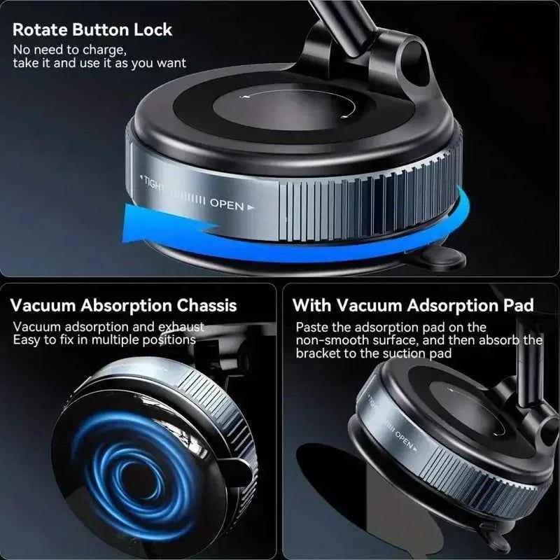 Magnetic Phone Holder 360° Rotatable  Phone Holder |  Foldable Design, Vacuum Suction Cup | Perfect for Car Dashboard