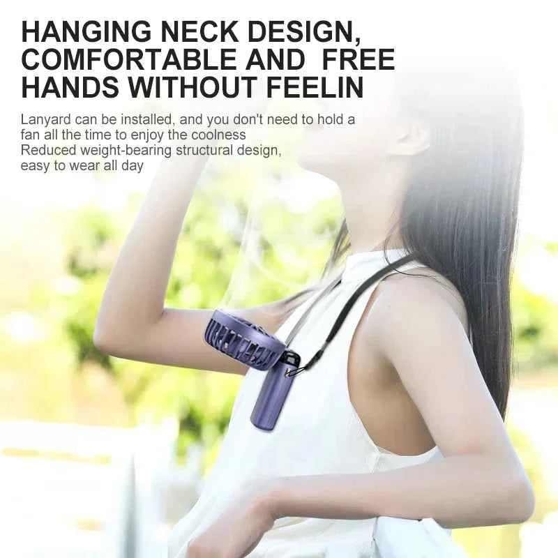 Portable Handheld Mini Fan Foldable Neck Hanging Fans 5 Speed USB Rechargeable Fan with Phone Stand and Display Screen 1800mAh