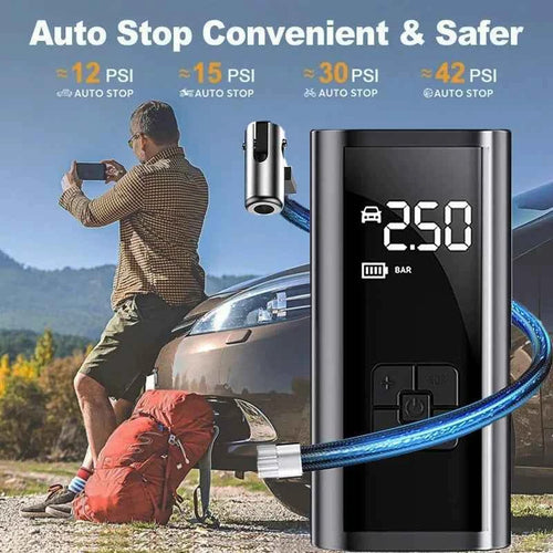 EAFC Wireless Car Air Pump 150PSI Car Air Compressor LED Lighting Tire Inflation Pump for Motorcycle Bicycle Car Tire Balls