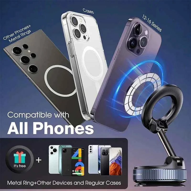 Vacuum Magnet Car Bracket Upgraded Version Multi-angles Adjustment Strong Magnetic Suck Foldable Car Navigation Phone Holder