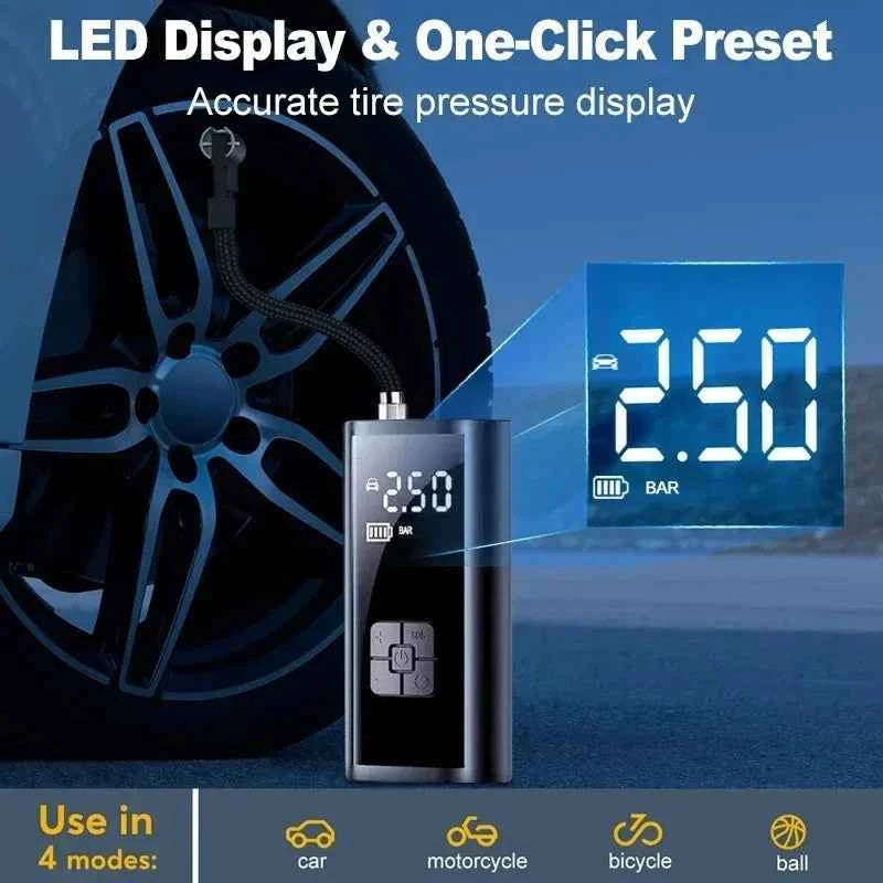 EAFC Wireless Car Air Pump 150PSI Car Air Compressor LED Lighting Tire Inflation Pump for Motorcycle Bicycle Car Tire Balls