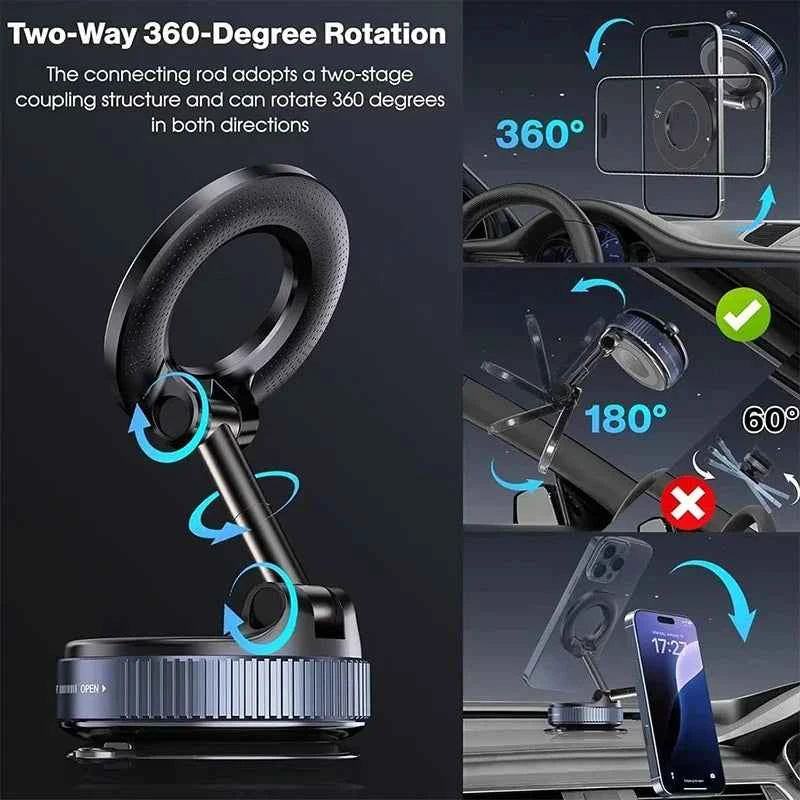 Vacuum Magnet Car Bracket Upgraded Version Multi-angles Adjustment Strong Magnetic Suck Foldable Car Navigation Phone Holder